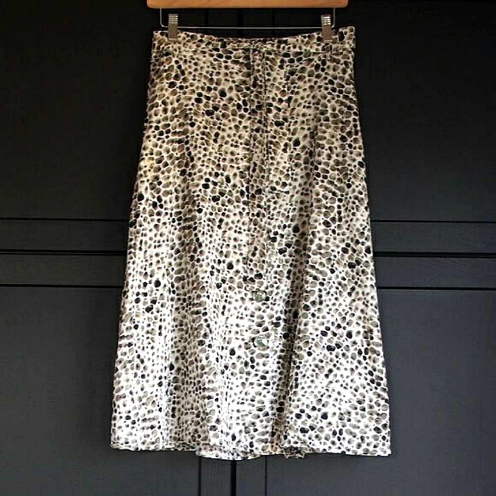 Olsen | Button Front A-Line Cotton/Viscose Skirt